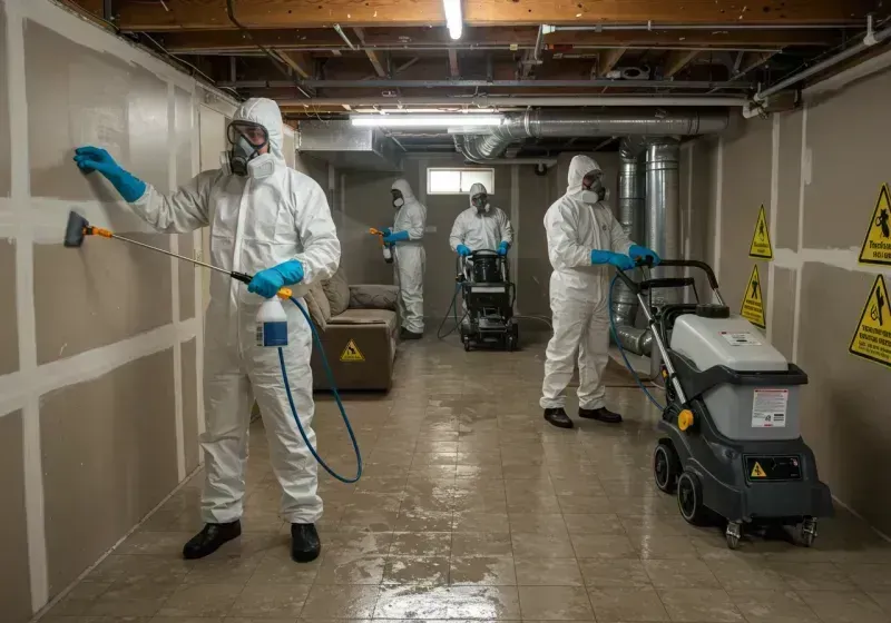 Basement Moisture Removal and Structural Drying process in West Glendive, MT